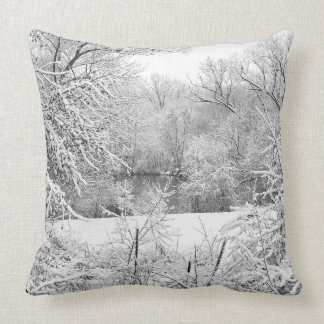 Winter Snow At Huron River Cushion