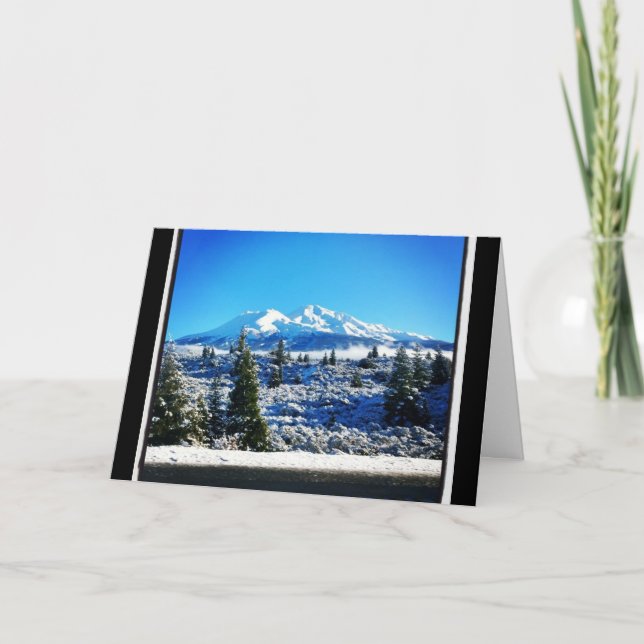 Winter Snow at Mount Shasta, CA Card (Front)