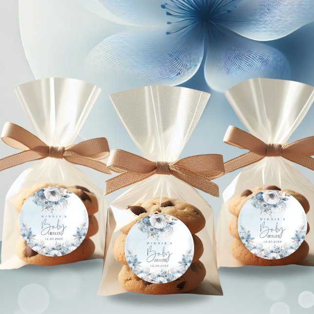 Winter Snow Baby It's Cold Outside Baby Shower  Classic Round Sticker (Creator Uploaded)