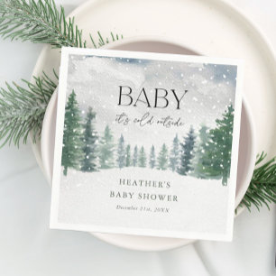 Winter Snow Baby It's Cold Outside Baby Shower Napkin