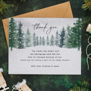 Winter Snow Baby It's Cold Outside Baby Shower Thank You Card