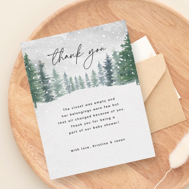 Winter Snow Baby It's Cold Outside Baby Shower Thank You Card (Creator Uploaded)
