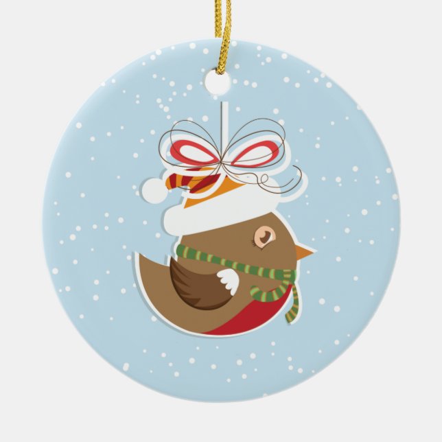 Winter Snow Bird Christmas Tree Ornaments (Front)