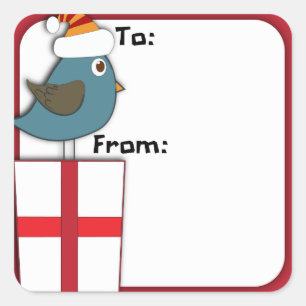 Winter Snow Bird Gift Tag Sticker