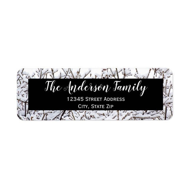 Winter Snow Black Background- Return Address Label (Front)