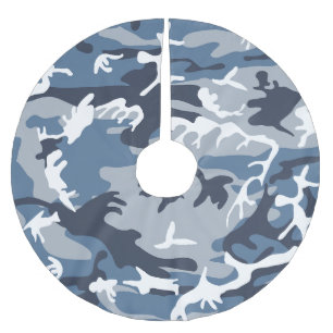 Winter Snow Blue Camouflage, Military, Army Brushed Polyester Tree Skirt