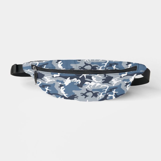 Winter Snow Blue Camouflage, Military, Army Bum Bags (Front)