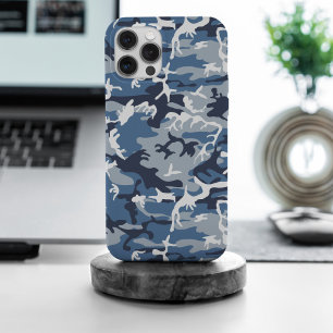 Winter Snow Blue Camouflage, Military, Army iPhone 15 Pro Max Case