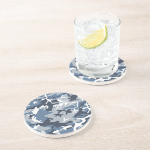 Winter Snow Blue Camouflage, Military, Army Coaster