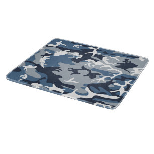 Winter Snow Blue Camouflage, Military, Army Cutting Board