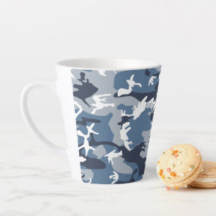 Winter Snow Blue Camouflage, Military, Army Latte Mug