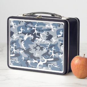 Winter Snow Blue Camouflage, Military, Army Metal Lunch Box