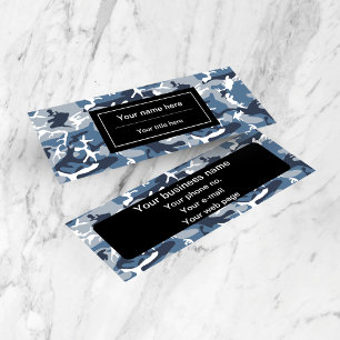 Winter Snow Blue Camouflage, Military, Army Mini Business Card