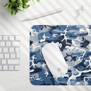 Winter Snow Blue Camouflage, Military, Army Mouse Pad