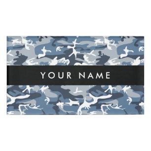 Winter Snow Blue Camouflage, Military, Army Name Tag
