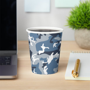 Winter Snow Blue Camouflage, Military, Army Paper Cups