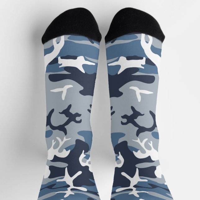 Winter Snow Blue Camouflage, Military, Army Socks (Top)