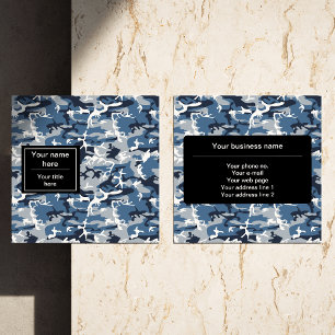 Winter Snow Blue Camouflage, Military, Army Square Business Card
