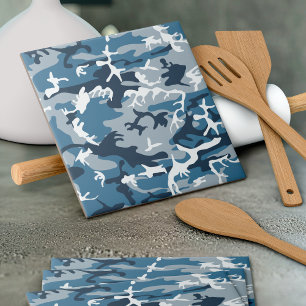 Winter Snow Blue Camouflage, Military, Army Tile