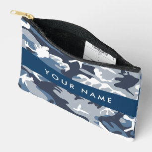 Winter Snow Blue Camouflage Your name Personalise Accessory Pouch
