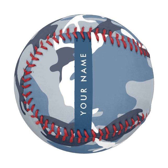 Winter Snow Blue Camouflage Your name Personalise Baseball (Front Left)