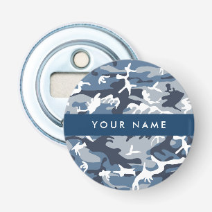 Winter Snow Blue Camouflage Your name Personalise Bottle Opener