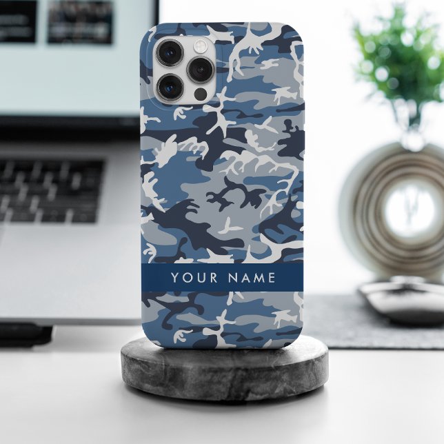 Winter Snow Blue Camouflage Your name Personalise Case-Mate iPhone Case (Creator Uploaded)