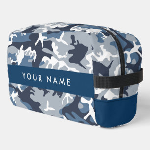 Winter Snow Blue Camouflage Your name Personalise Dopp Kit