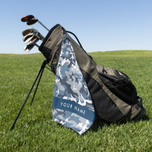 Winter Snow Blue Camouflage Your name Personalise Golf Towel