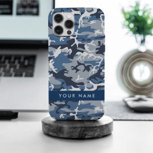 Winter Snow Blue Camouflage Your name Personalise iPhone 15 Pro Max Case