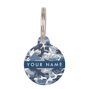 Winter Snow Blue Camouflage Your name Personalise Pet Tag
