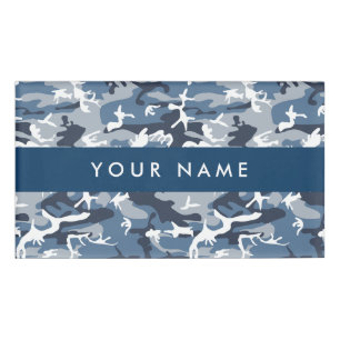 Winter Snow Blue Camouflage Your name Personalise Tag