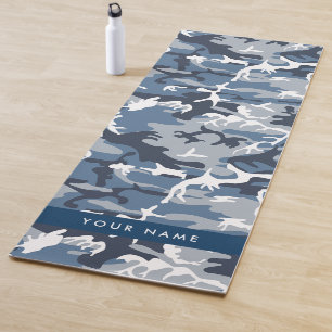 Winter Snow Blue Camouflage Your name Personalise Yoga Mat