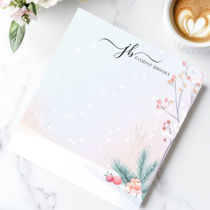 Winter Snow Botanical Ornaments Personalised Notepad