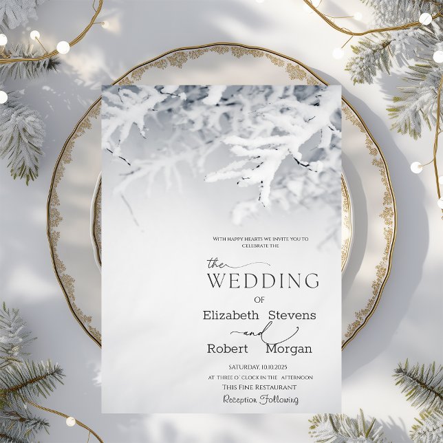 Winter Snow Branches Wedding   Invitation (Creator Uploaded)