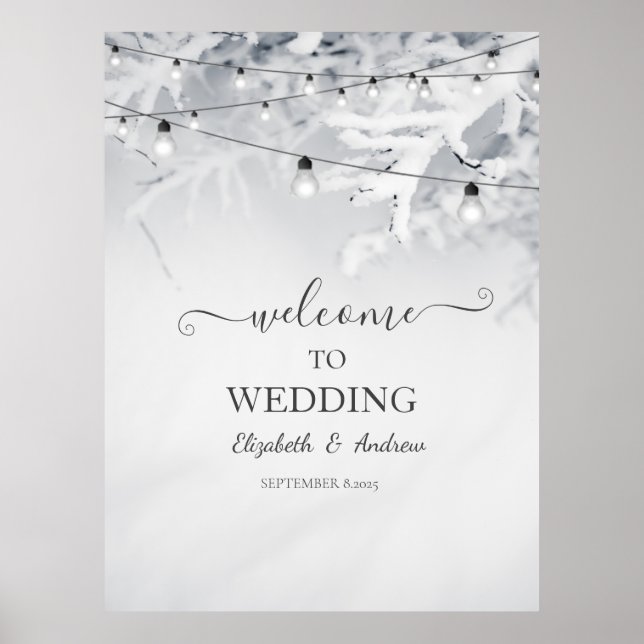 Winter Snow Branches Wedding Poster (Front)