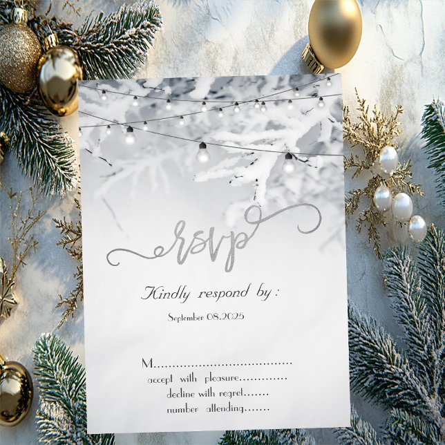 Winter Snow Branches Wedding RSVP   Invitation (Creator Uploaded)