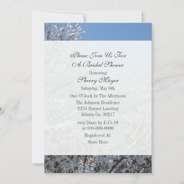 Winter Snow Bridal Shower Invitations (Front)
