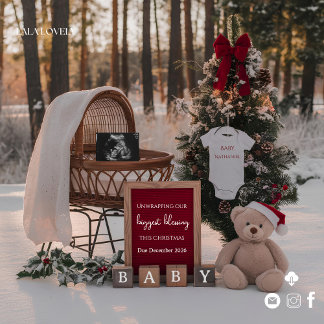 Winter Snow Christmas pregnancy announcement 