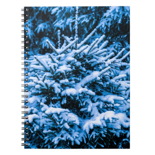Winter Snow Christmas Tree Spiral Notebook (Front)