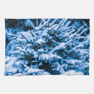 Winter Snow Christmas Tree Tea Towel
