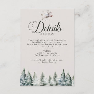 Winter Snow Christmas Wedding Details Enclosure Card