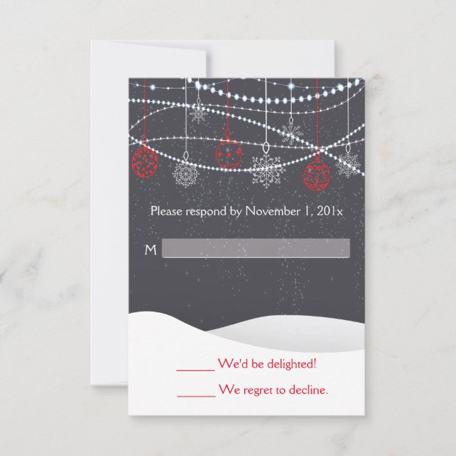 Winter Snow Christmas Wedding RSVP Card (Front)