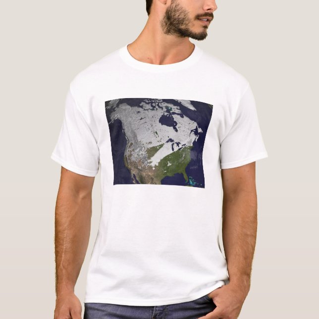 Winter Snow Cover in the Northern Hemisphere T-Shirt (Front)