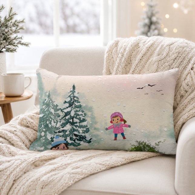 Winter Snow Day Throw Pillow (Creator Uploaded)