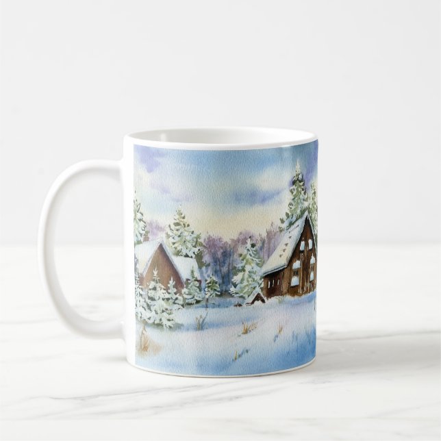 Winter Snow Effect House Forest Landscape Elegant  Coffee Mug (Left)