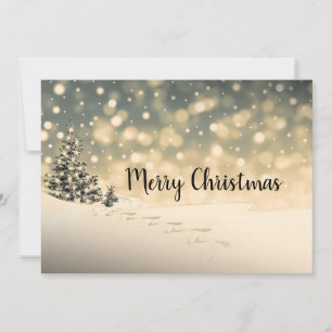 Winter Snow Evergreen Tree Merry Christmas Card