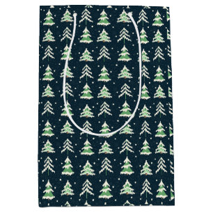 Winter Snow Evergreen Trees Medium Gift Bag