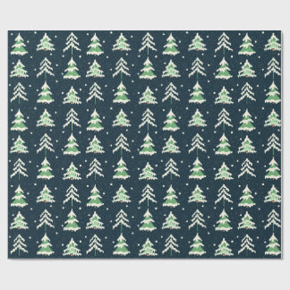 Winter Snow Evergreen Trees Wrapping Paper