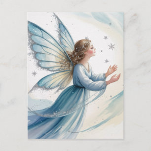 Winter Snow Fairy Watercolor Art  Postcard